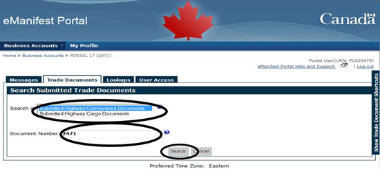 Figure 6-27 Trade Documents tab - Search Submitted Trade Documents