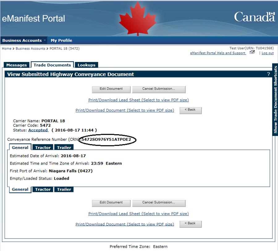 Figure 6-28 Trade Documents tab - Submitted Trade Documents Search Results